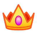 Стилизованная золотая корона с розовым овальным камнем в центре и ярко-оранжевым контуром, выполненная в мультяшном стиле.