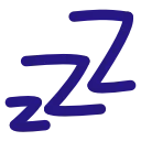 Синий символ 'zzz', обозначающий сон, на черном фоне.