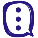 Логотип в форме белого речевого облака на темно-синем фоне, внутри которого расположены три темно-синие точки, расположенные вертикально друг над другом.
