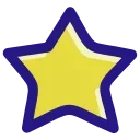 Желтая пятиконечная звезда с толстым темно-синим контуром на прозрачном фоне.