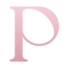 Заглавная буква P английского алфавита светло-розового цвета с серой обводкой на черном фоне.