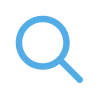 Синий значок лупы на сером фоне, используемый для обозначения функции поиска.