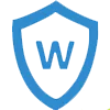 Синяя иконка щита с буквой 'W' посередине на белом фоне.