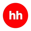 Логотип на красном фоне, представляющий собой белые строчные латинские буквы &laquo;hh&raquo;.