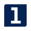 Квадратный значок синего цвета с изображением черной цифры 1 по центру