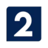 Синий квадрат с закругленными углами, внутри которого изображена крупная черная цифра 2.