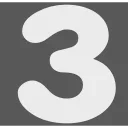 Крупный белый символ цифры три на темно-сером фоне