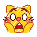 Стикер с изображением мультяшного желтого кота с выражением сильного испуга или удивления, который держится лапами за щеки, с широко открытыми глазами и ртом.