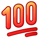 Эмодзи &laquo;100 баллов&raquo;, состоящее из красных цифр 100 с градиентом от желтого к красному и двух подчеркивающих красных линий снизу.