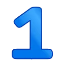 Синяя цифра один, выполненная в мультяшном стиле с глянцевым эффектом, на черном фоне.