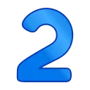 Синяя цифра 2, выполненная в объемном стиле с мягкими закругленными краями.
