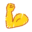 Схематичное желтое изображение согнутой в локте руки, демонстрирующей бицепс