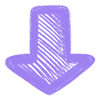 Фиолетовая иконка стрелки, направленной вниз, в стиле пиксель-арт.
