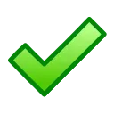 Зеленая галочка на прозрачном фоне, выполненная в простом графическом стиле.