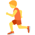 Пиксельный рисунок бегущего человека в оранжевой майке и шортах на темно-зеленом фоне